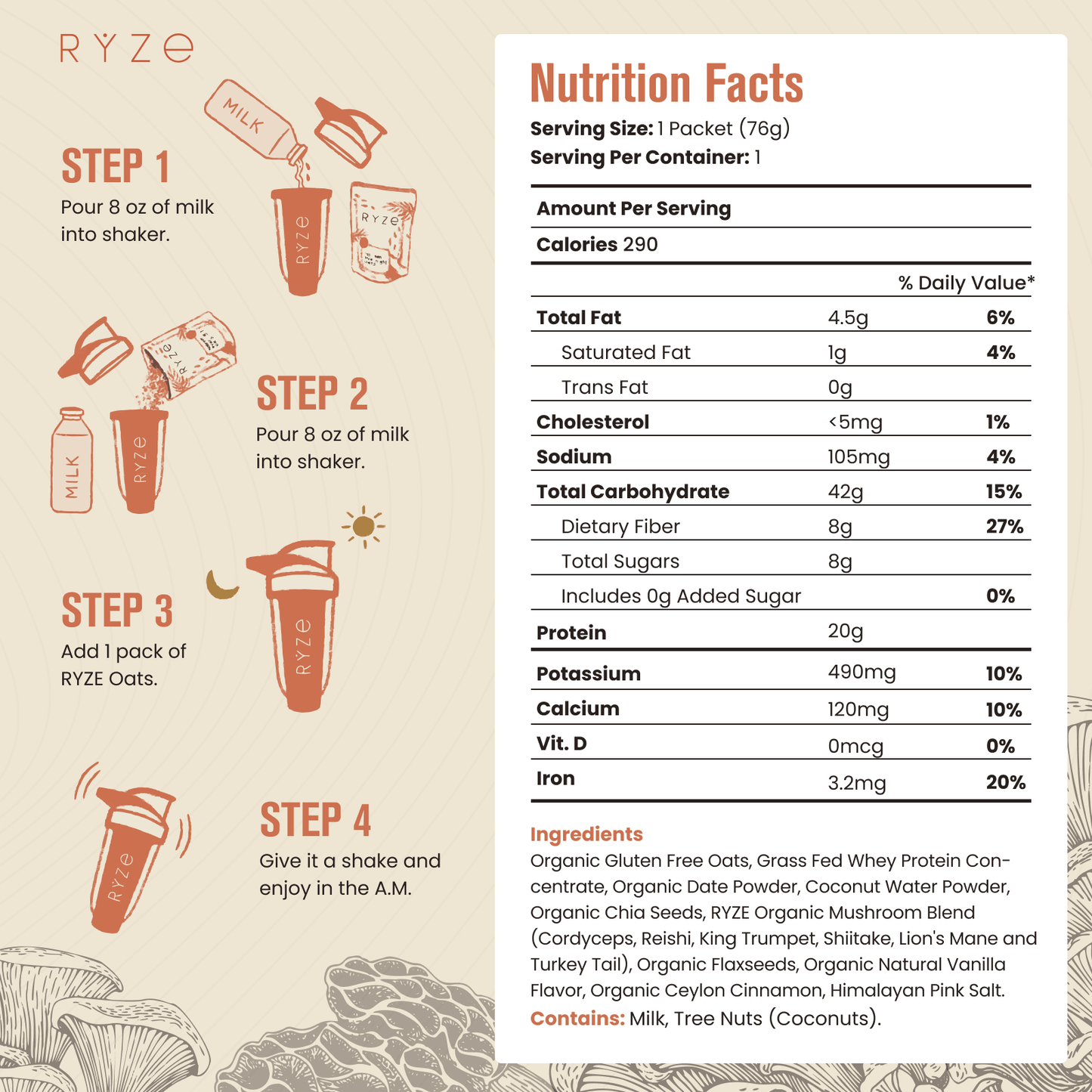 Mushroom Overnight Oats Pack (14 Servings) - BF5N