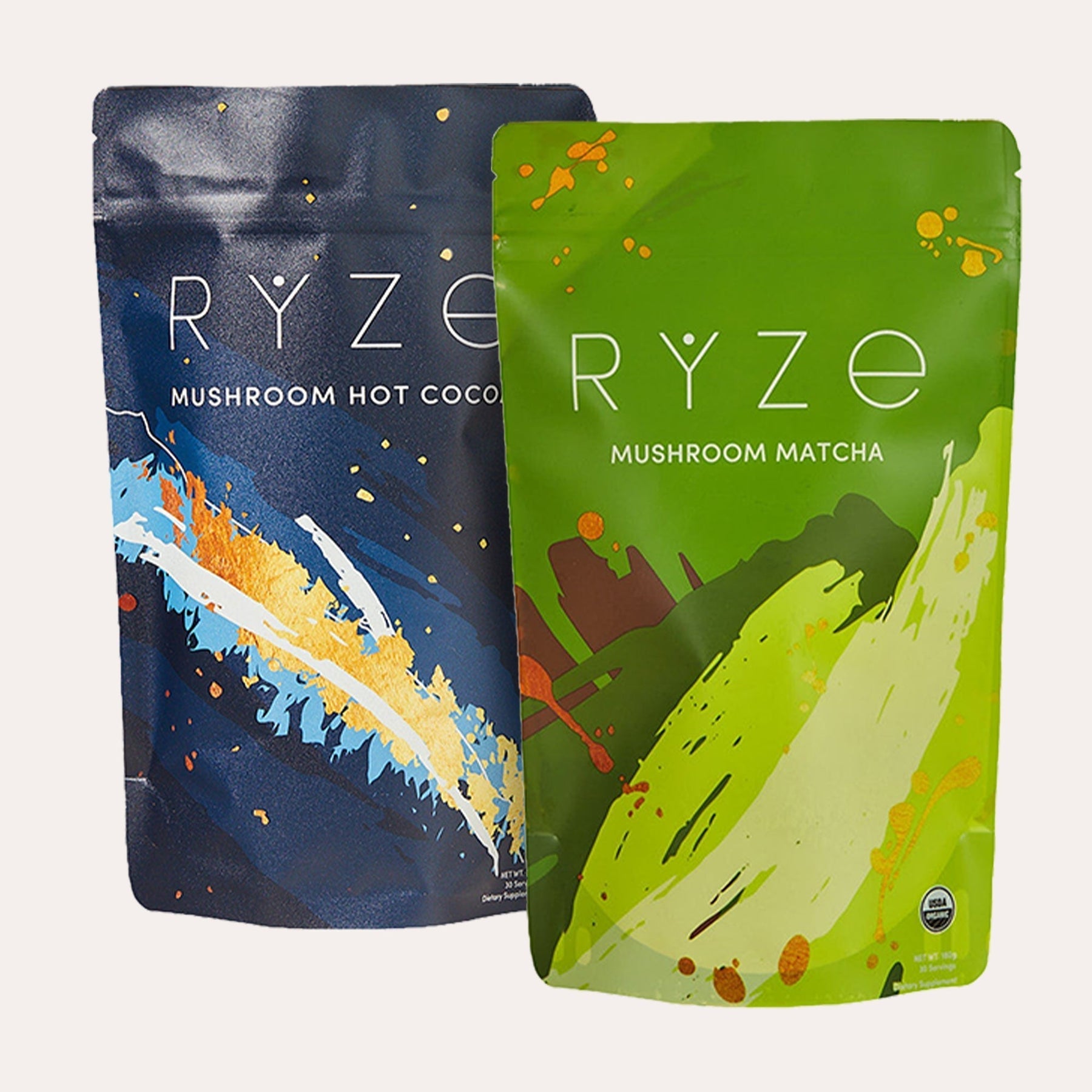 RYZE Mushroom Matcha - with 6 Organic Adaptogenic Mushrooms Grown In USA and Ceremonial-Grade Japanese Matcha - MJ9H