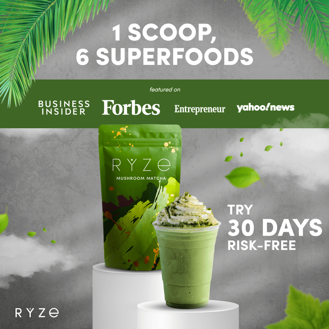 RYZE Organic Mushroom Matcha Starter Kit (60 servings) - Q14R