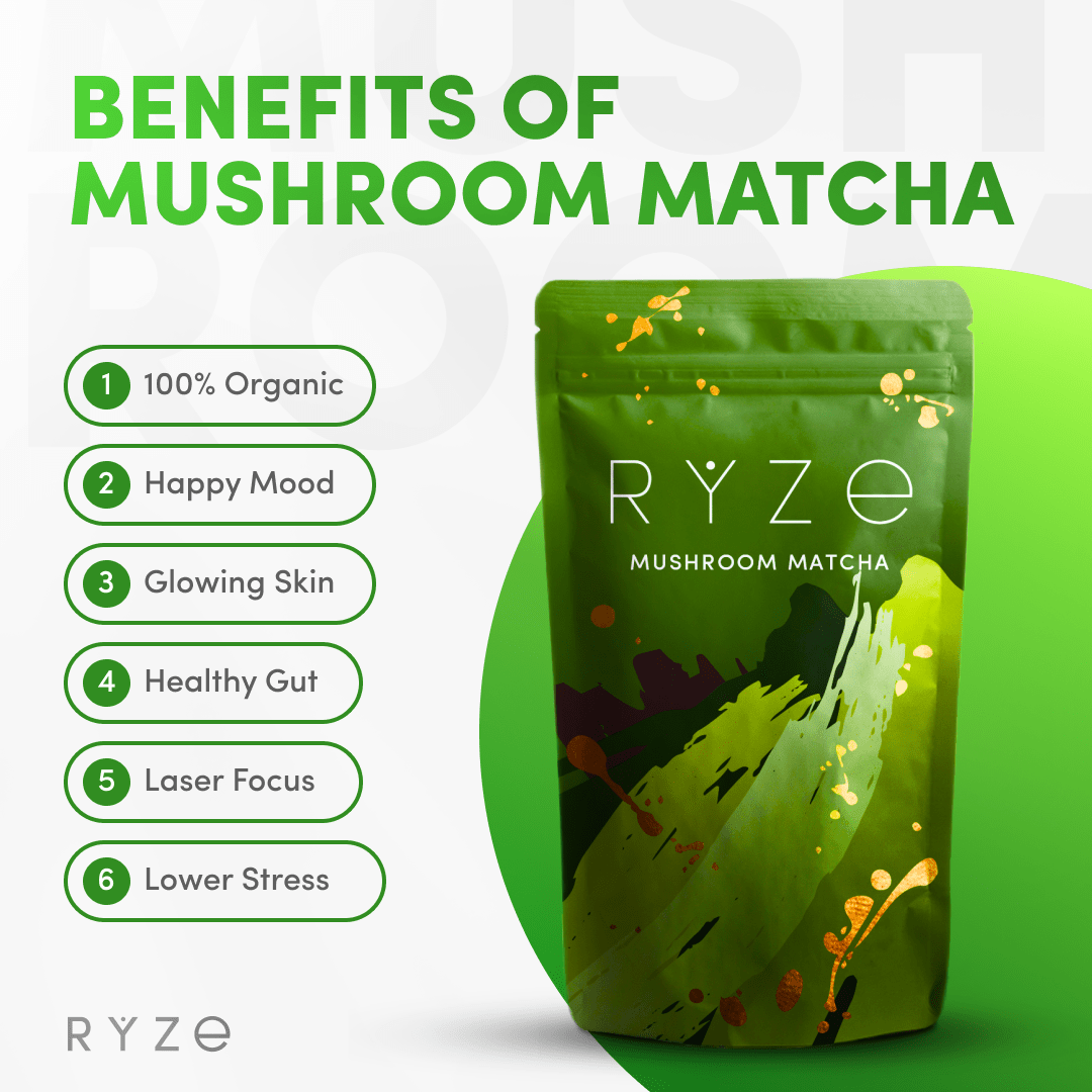 RYZE Organic Mushroom Matcha Starter Kit (60 servings) - Q14R